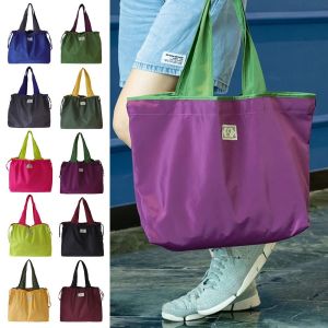 ROLL Fashion Reusable Foldable Drawstring Travel Grocery Bag Shoulder Bag Shopping Bag Supermarket Shopping Bag