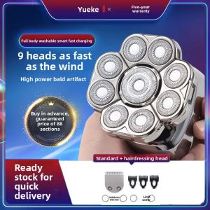 MONLEYTA | Electric Nine Blade Head Shaver Mens Special Hair Clipper Bald Head Razor Trimmer Self-Lapping Barber Machine Monleyta Brand