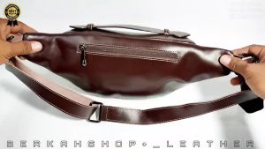 Tas Pinggang Selempang Waistbag Pria Kulit - Slempang Waist Bag Weistbag Multifungsi Kulit Aslii Pria Cowok Kulit Sapi Garut Orii 100% Premium Model Terbaru Terlaris