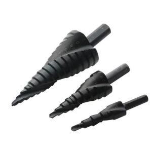 HSS cobalt step drill bit set 3 pieces 4-32mm nitrogen gas metal cone high-speed spiral steel triangular handle metal dril