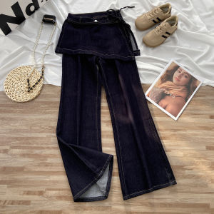 High Waist Wide Leg Jeans Womens Loose Fit Slimming Drapey Flared Pants Casual Style Cotton Stretch Denim Everyday Wear