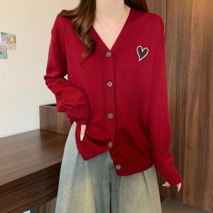 European Style Knitted Cardigan Womens V-neck Midi Outerwear plus Size Slimming Open-fronted Sweater for Autumn Season
