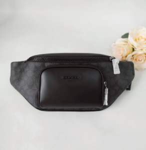 Coach Track Belt Bag In Signature Canvas With Coach Patch C3765 คาดอกชาย