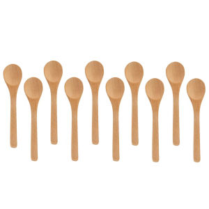 10pcs/Set Mini Wooden Spoons Honey Spoon Condiment Scoop Coffee SpoonSugar/Ice Cream/Dessert Kitchen Tableware Natural Bamboo