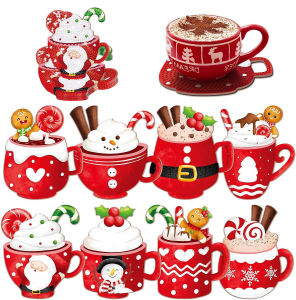 8-piece DIY Christmas-style diamond painting art set craftsmanship wooden anti-slip coasters without brackets