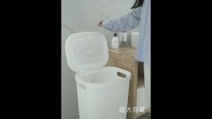 READY STOCK❤️45L/60L Laundry Japanese Style Thickened Plastic Laundry Basket with Cover Laundry Basket Dirty Clothes Basket with Lid Plastic Big Capacity Storage