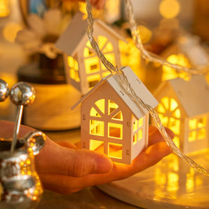 LED Colored Lamp Flashing Light String Light Wooden Small House Internet Celebrity Ins Girls Room Bedroom Ambience Light Decorative Lights