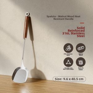 KBH | Stainless Steel Walnut Wooden Kitchen Utensils Set