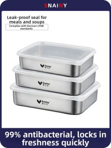 SNAINY |Food-Grade 304 Stainless Steel Sealed Food Box