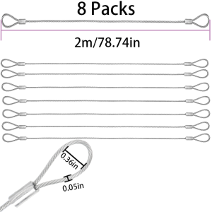 Stainless Steel Security Cable Luggage Lock Safety Cable Wire Flexible Steel Cable Security Wire Rope with Double  Loop