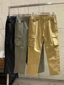 Outdoor Mens Casual Pants Windproof Waterproof Large Pocket Straight Leg Sporty Leisure Trousers Fashionable Urban Style