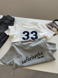 American Street BF Neutral Sports Style Letter Print round Neck Short Sleeve T-Shirt Female Silm Short Bottoming Shirt Tops