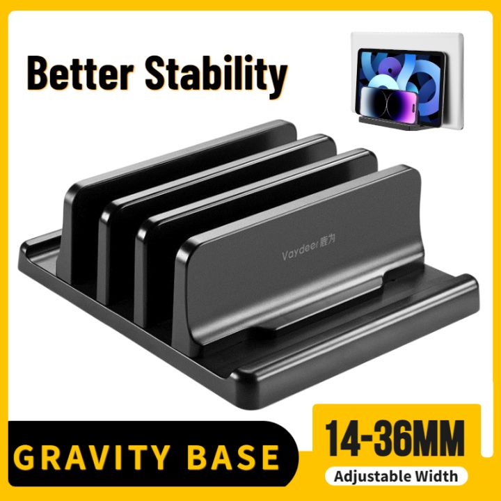 Thickened 3 in 1 Vertical Laptop Stand Adjustable Dual Slot Tablet