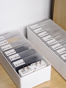 Johor Seller | Transparent Matte Minimalist Portable Earphone Phone Cable Wire Management Storage Box Label Box