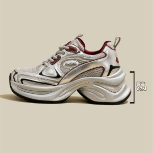 รองเท้าผ้าใบพื้นหนาสำหรับผู้หญิง ฤดูร้อน 2025 รองเท้าผ้าใบลำลองระบายอากาศได้ดี สีสันสดใส สวมใส่สบาย รองเท้าผ้าใบลำลองสำหรับผู้หญิง