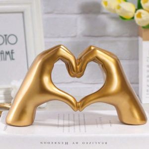 1pc Love Hand Gesture Decor Heart Finger Sculpture Modern Art Statue Personalized Finger Home Decor Creative Wedding Desktop D