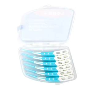 Dr.emma Dual-Head Dental Floss Picks Mint Flavor 2-in-1 Soft Silicone Interdental Brush & Toothpick 40 Pcs for Oral Cleaning
