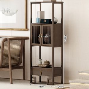 Rustic Chinese Style Tea Leaf Display Cabinet Office Wood Simple Storage Cabinet Multi-tiered Tea Set Storage Rack Artistic Frame Structure