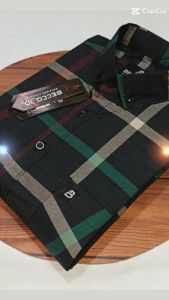 LAZ C24 Kemeja Pria Cotton Tangan pendek Dewasa & Remaja V-Neck -katun Casual yanded premium motif garis kotak size M L XL