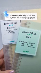 Sổ Còng Nhựa B5 KLONG Binder 26 chấu kèm 50 tờ Ruột Caro (6x6)mm nét đứt MS 528