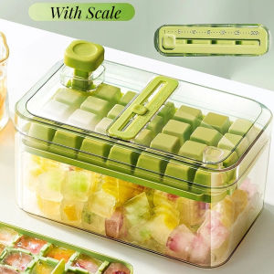 Press Type Ice Cube Tray Double-layers Ice Cube Maker with Scale Ice Box Tray Kitchen Gadget Ice Bucket Ice Mould for Beer Quick-freeze