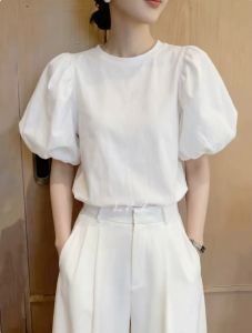 Cotton 2026 Summer Korean Edition White Loose Short sleeved T-shirt Short Womens Top