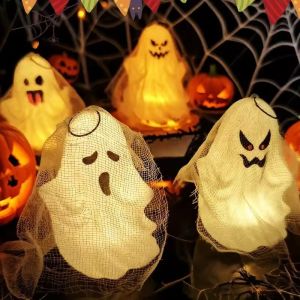 โคมไฟ LED ผีฮาโลวีนไฟฟักทองตลกตกแต่งบรรยากาศปาร์ตี้เครื่องประดับขนาดเล็กน่ากลัวตกแต่งธีมสำหรับของขวัญเด็กฮาโลวีน