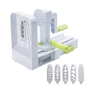 LMETJMA Vegetable Spiralizer Slicer 5 in 1 Rotary Cheese Vegetable Shredder Grater Foldable Veggie Pasta Spaghetti Maker JT319