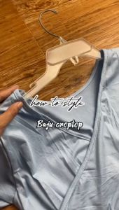CB BJ1147 Baju Atasan Kaos CropTop Lengan Pendek Model Leher V Neck Wanita