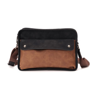 New 2025 Mens Fashion Bag Retro Messenger Bag Horizontal Single Shoulder Bag Color Block iPad Crossbody Bag Trendy Street Style