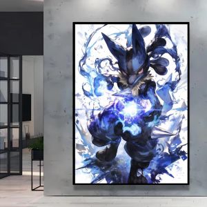 KAYOU | Pokemon Watercolor Decorative Paintings Pikachu Gengar Unique Art for Bedroom Living Room Mysterious Decor for Anime Lovers
