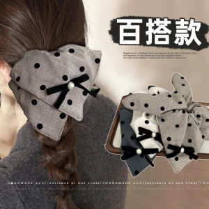 Polka Dot Bow Tie Square Scarf Hair Ties Elastic Band Hair Bands Original Design High End Fashion Hair Accessories for Women