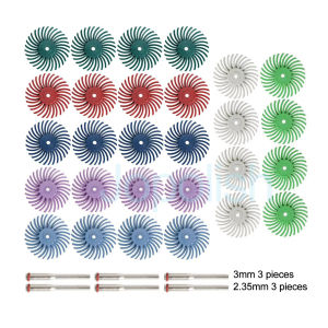 34pc 1Inch Radial Bristle Disc Kit Abrasive Brush 1/8" 3 2.35mm Shank Detail Polishing Wheel for Dremel Rotary Tool Accessories