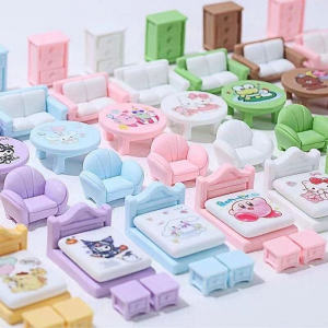 Miniature Simulation Toys for Children Role Play Dollhouses Kawaii Mini Furniture Models Collectibles Cologoum Hello Kitty
