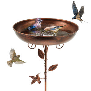Bird Bath Feeder Bowl Iron Garden Outside Standing Vintage Sturdy Garden Patio Yard Lawn Stake Decoration