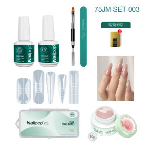 NAILPOP | Nailpop Dual Nail Forms 30g Nude Builder Nail Extension Gel Kit Nail File Base Coat Top Coat Semi Permanent Extension Nails Art
