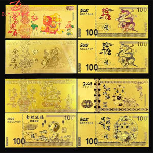 BC 3pcs 2025 Snake Year Lucky Gold Foil Commemorative Banknote for Collectibles Home Decor Gold Foil Commemorative Notes New Year Gift