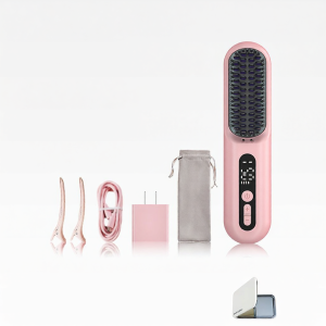 「China Plug」Lowra rouge | Negative Ion Portable Curling & Straightening Hair Brush