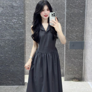 LIRENQING | Đầm Polo Phong Cách Pháp Thon Gọn Không Tay Màu Xám