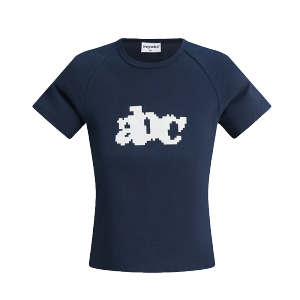 เสื้อยืดคอกลมแขนสั้นพิมพ์ลายมозaic Heyabc ทรงสลิมฟิต สีน้ำเงินเข้ม ทรงหวานและเท่ สำหรับผู้หญิง ผ้าฝ้ายผสมโพลีเอสเตอร์