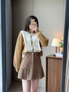 กระโปรงเทนนิสเอวสูง สีพื้น กระโปรงเทนนิสเกาหลี กระโปรงสั้นเหนือเข้า Solid color pleated skirt 880