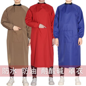 Váy Bảo Hộ Lao Động Chống Dầu Chống Thấm Nước Có Tay Áo Một Túi Phong Cách Hàn Quốc Cho Nam Và Nữ Trong Nhà Bếp Và Nhà Cửa