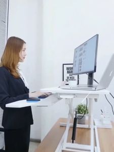 Adjustable Sitting Standing Convertible Desk Workstation Riser with Keyboard Tray