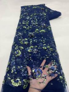 Vải Ren Đính Hạt Thủ Công Cao Cấp Châu Phi Với Thêu Sequin Pháp Chất Lượng Cao Trên Vải Lưới Dùng May Váy Dự Tiệc Cưới