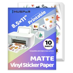 10/20 Sheets 8.5x11 Inch Matte White Printable Vinyl Sticker Paper Self-Adhesive Inkjet Compatible Tear-Resistant Labeling Paper