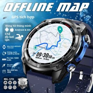 Đồng Hồ Thông Minh GPS 2025 Dành Cho Nam Với Bản Đồ Ngoại Tuyến Bộ Nhớ 4GB Trình Phát Video Pin 1000mAh Khả Năng Chống Nước Khi Bơi 100m Dây Đeo Thể Thao