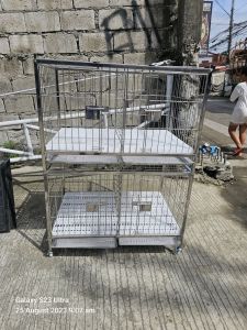 ONHAND FREE REMOVABLE WHEELS 2×3×2 2layer total of 4doors and 2brace per cage stainless 304 cage stainless pooptray