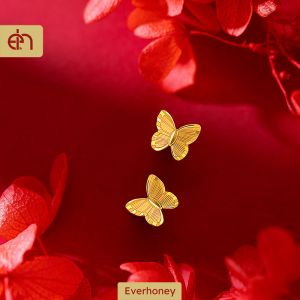 Graceful 24K Gold Plated Stud Earring Shining Butterfuly Earring for Women Girls