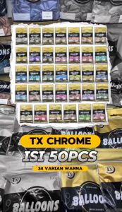 Balon Latex 12 inch Metalik Chrome Metalic Merk TX Tongxuan 1pak isi 50pcs