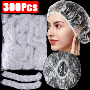 300pcs Disposable Plastic Shower Cap / Clear Thickened Bath Hats for Travel / Multi-Purpose Food Fresh-keeping Cover / Elastic Waterproof Bath Caps